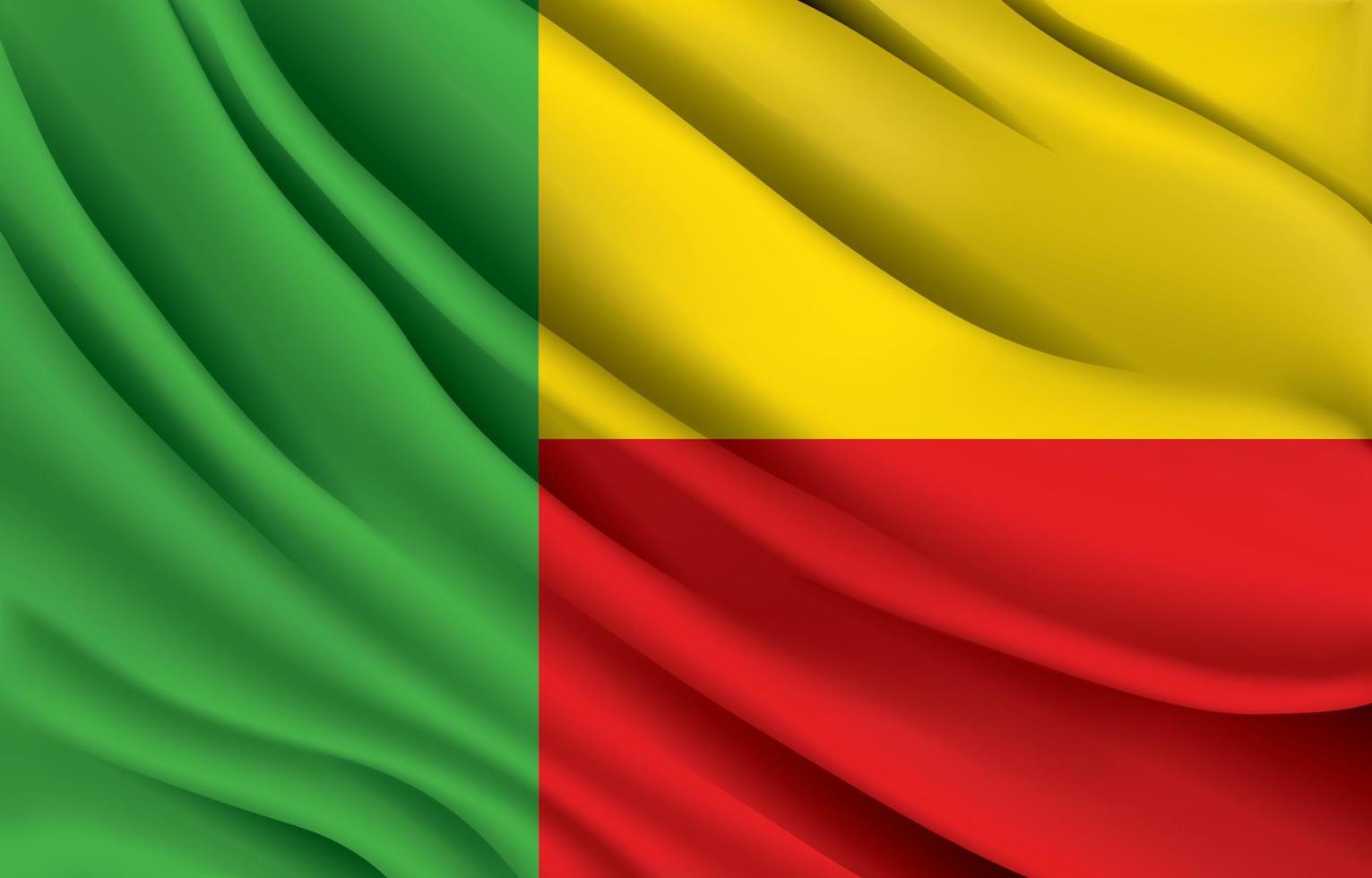 Benin national flag waving realistic vector illustration