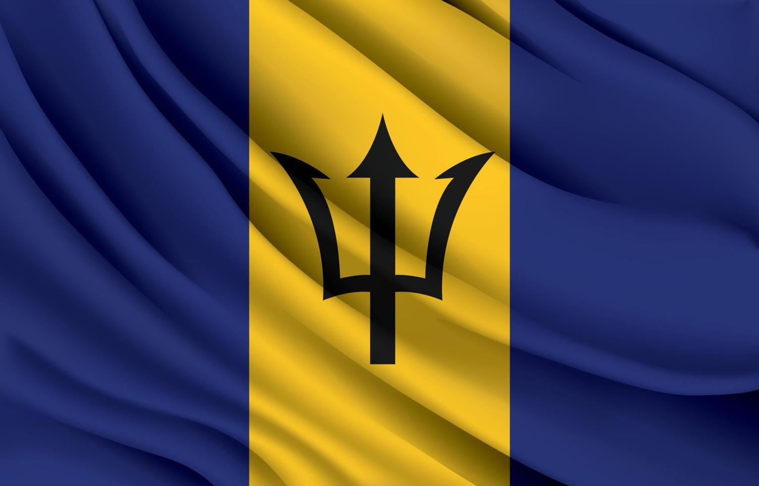 Barbados national flag waving realistic vector illustration