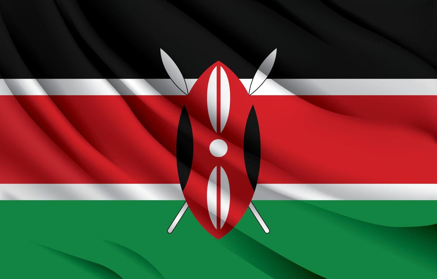 Kenya national flag waving realistic vector illustration