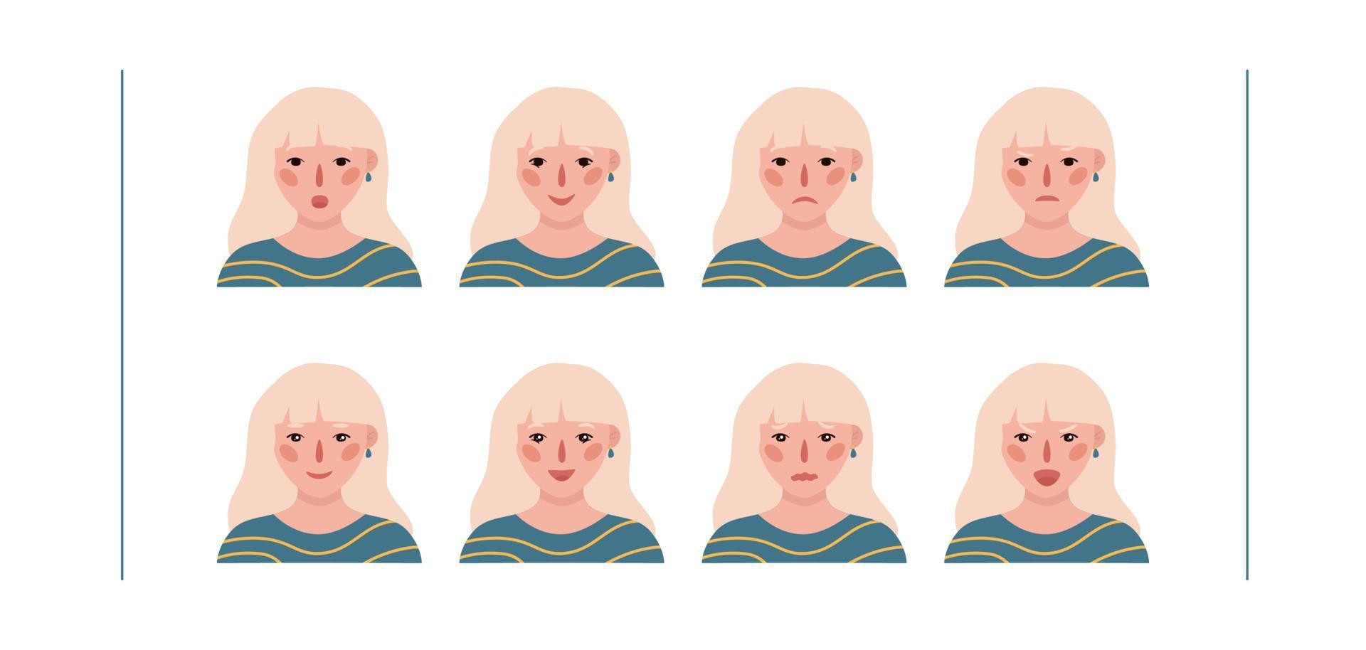 Girls portraits. Set of vector