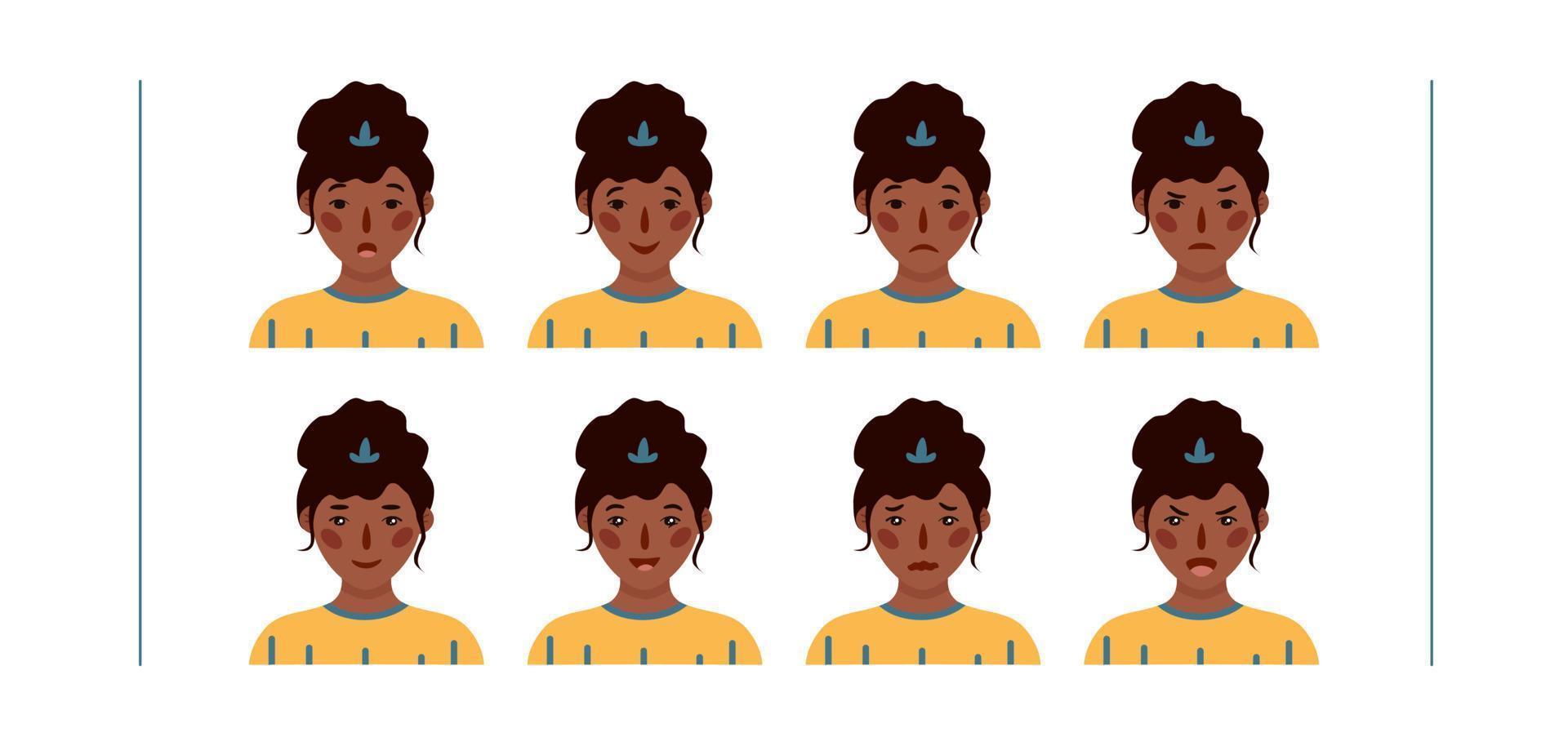 Girls portraits. Set of vector
