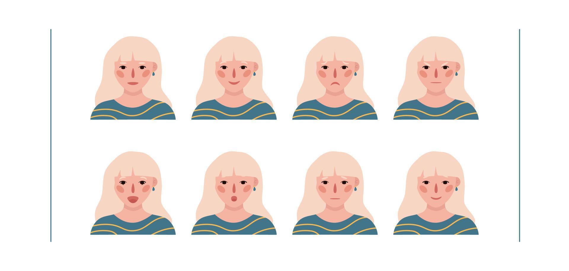 Girls portraits. Set of vector