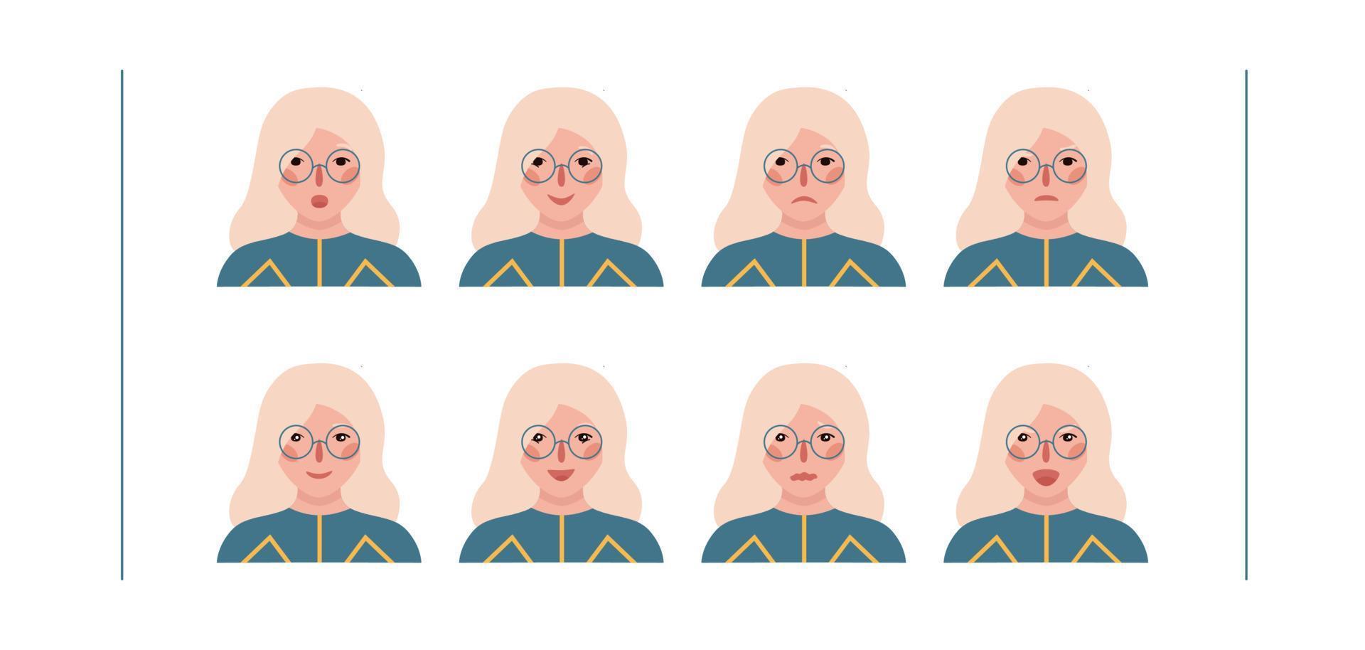 Girls portraits. Set of vector