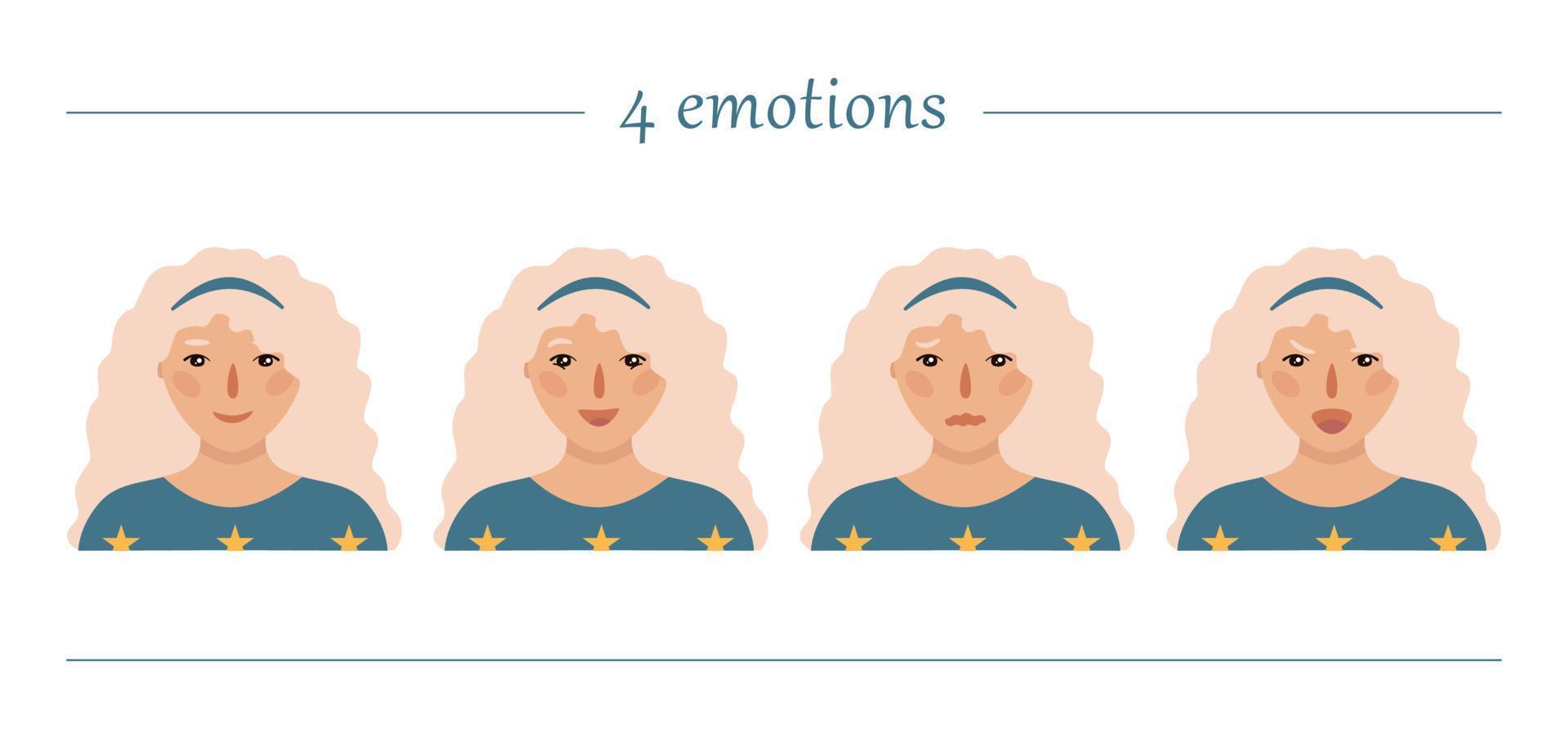 Girls portraits. Set of vector