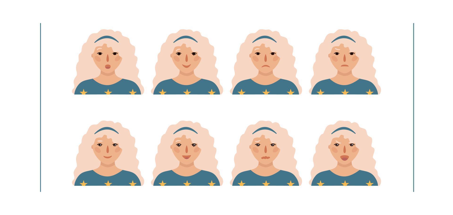 Girls portraits. Set of vector