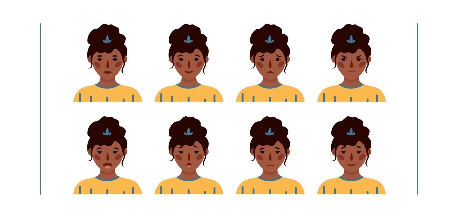 Girls portraits. Set of vector