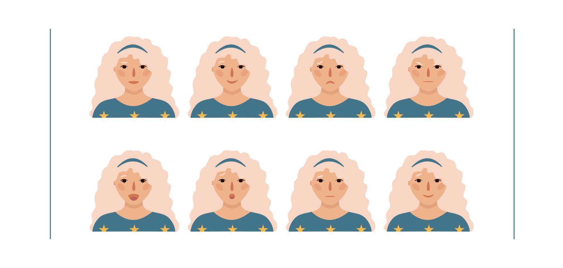 Girls portraits. Set of vector