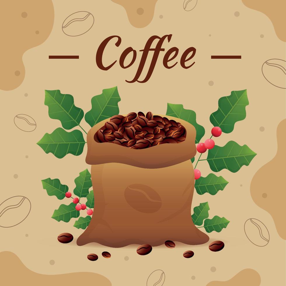 Coffee Beans with Leaf Concept vector