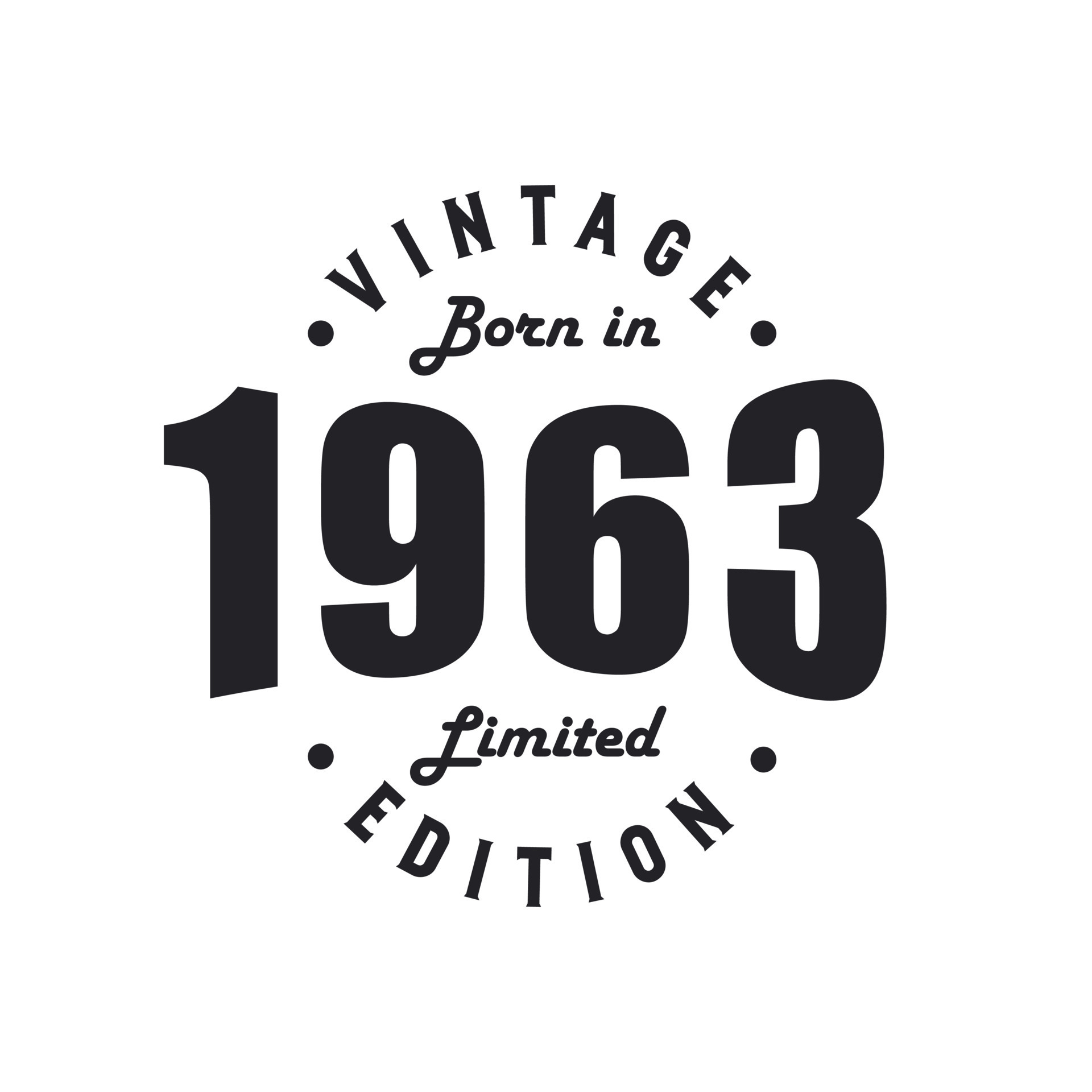 nacido en 1963, celebración de cumpleaños vintage 1963 9729346 Vector