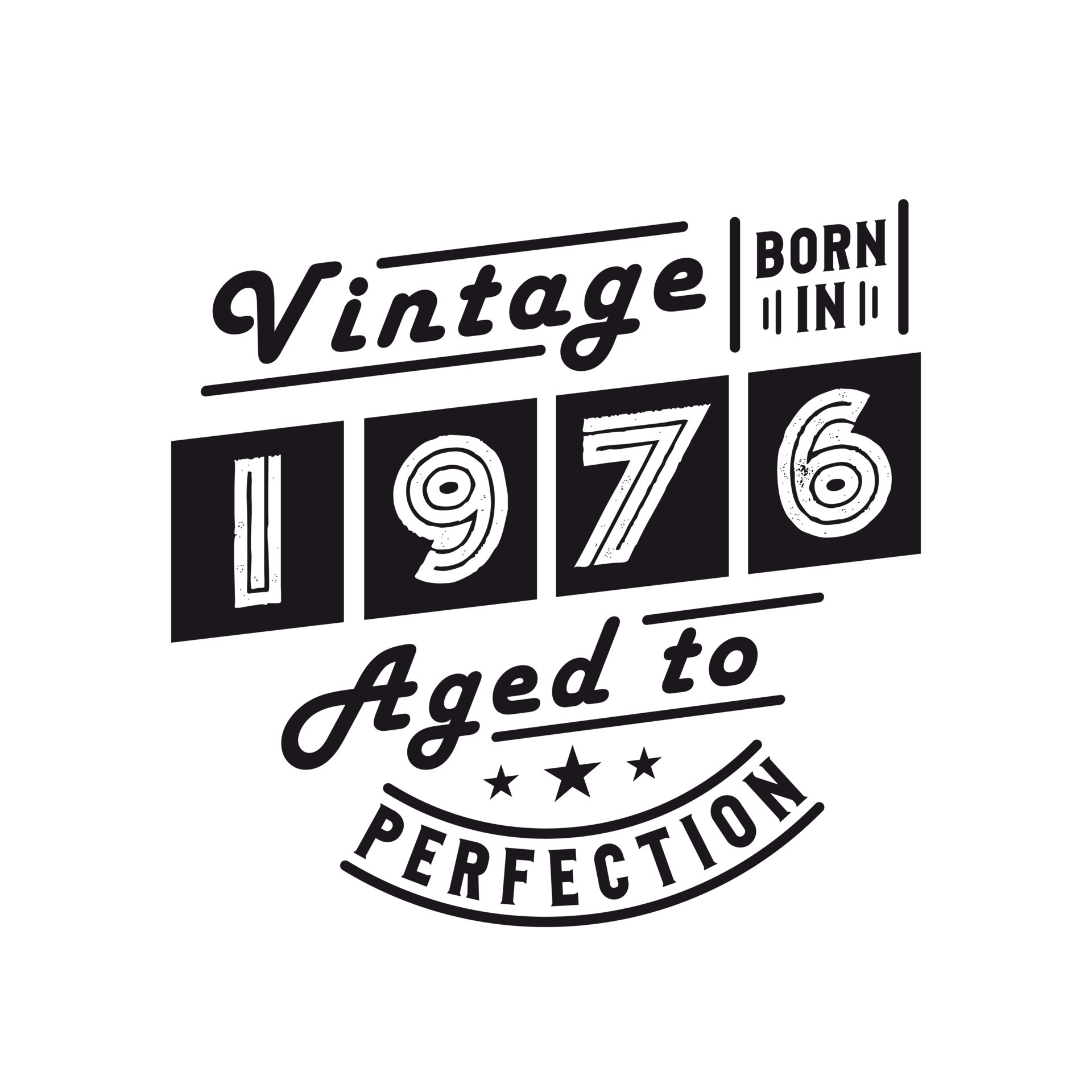 Born in 1976, Vintage 1976 Birthday Celebration 9729660 Vector Art at