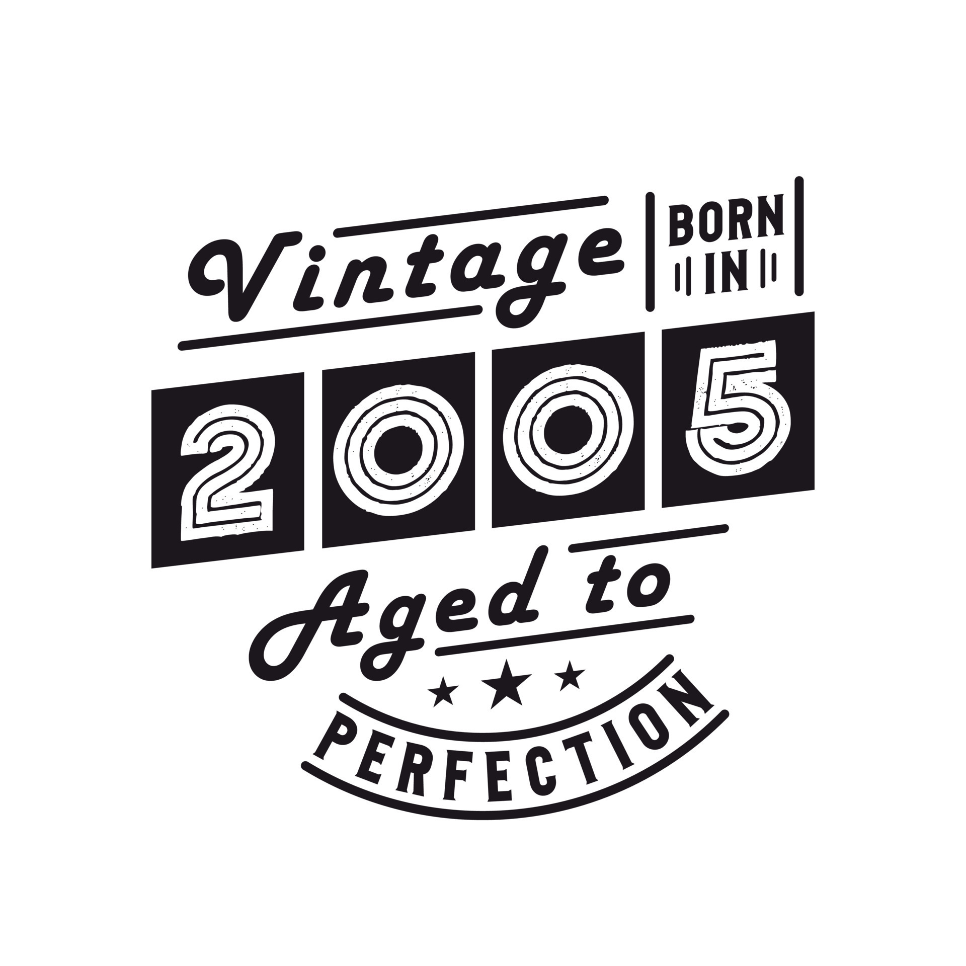 Born in 2005, Vintage 2005 Birthday Celebration 9729702 Vector Art at