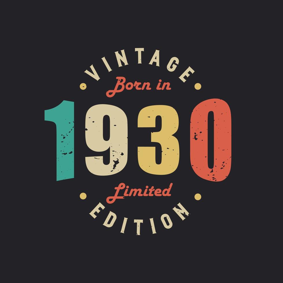 Vintage Born in 1930 Limited Edition vector