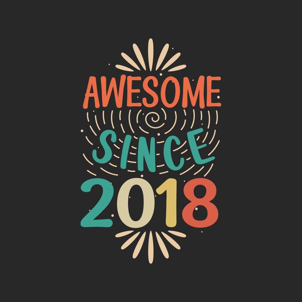 Awesome since 2018. 2018 Vintage Retro Birthday vector