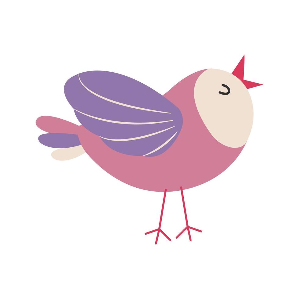 Cute little pink bird. Exotic bird. Vector illustration