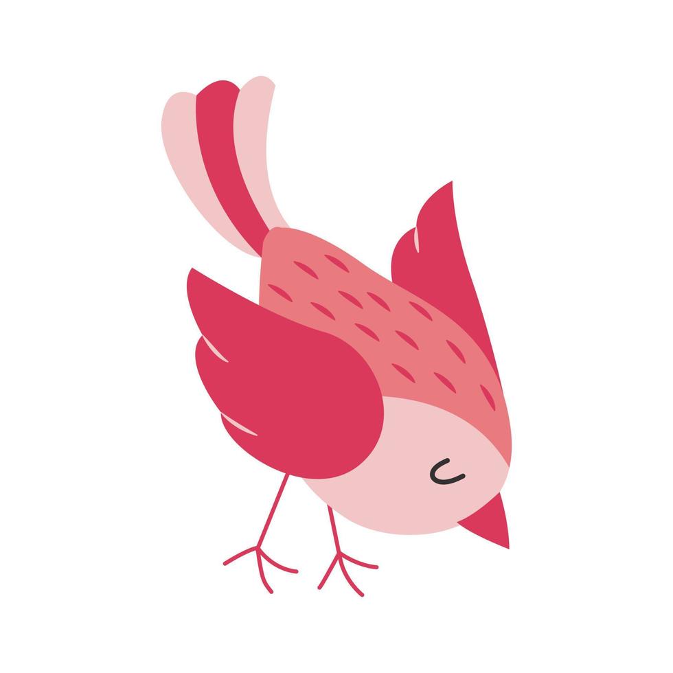 Cute little pink bird. Exotic bird. Vector illustration