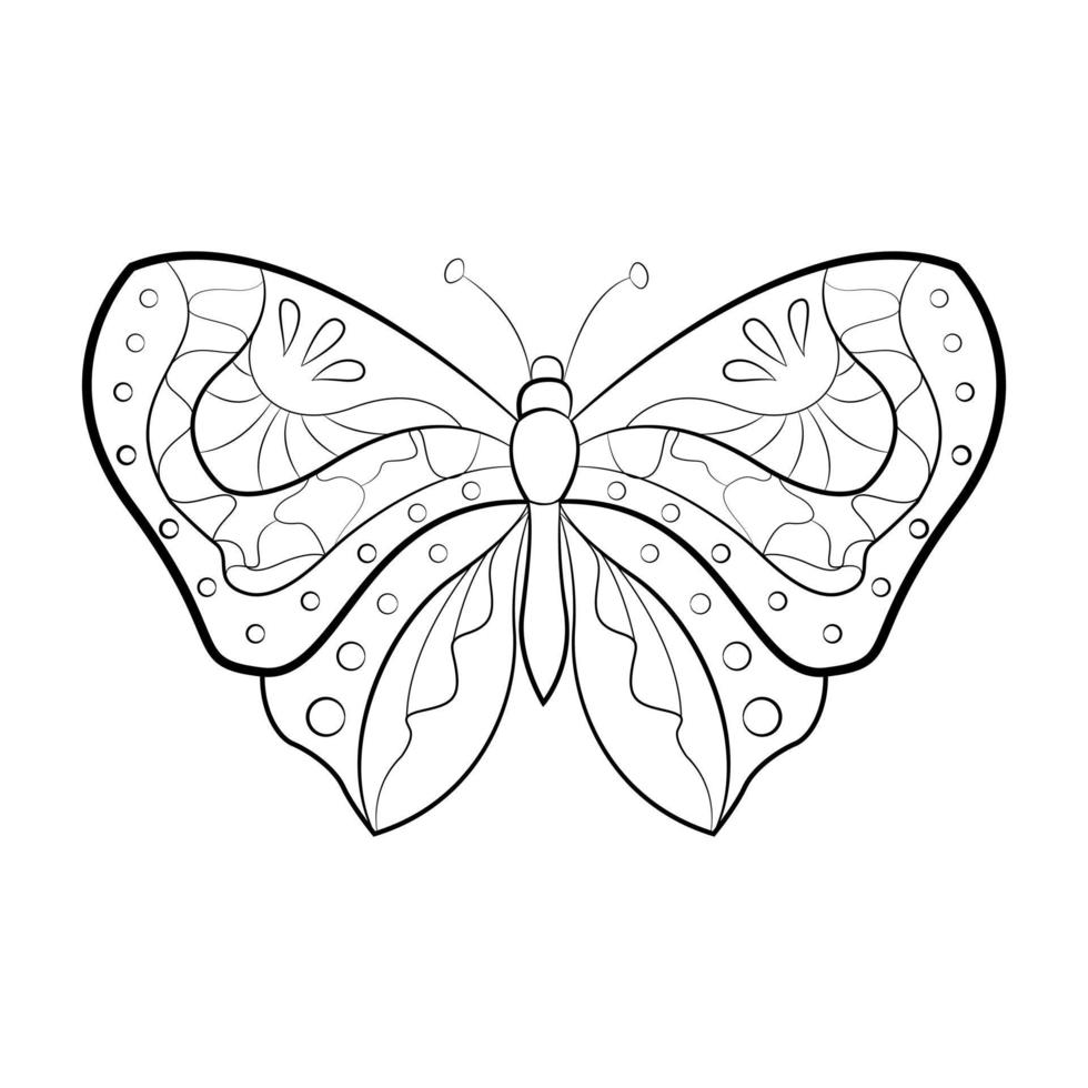 mariposa con un patrón en las alas, insectos exóticos, estampado para tatuaje. ilustración vectorial vector