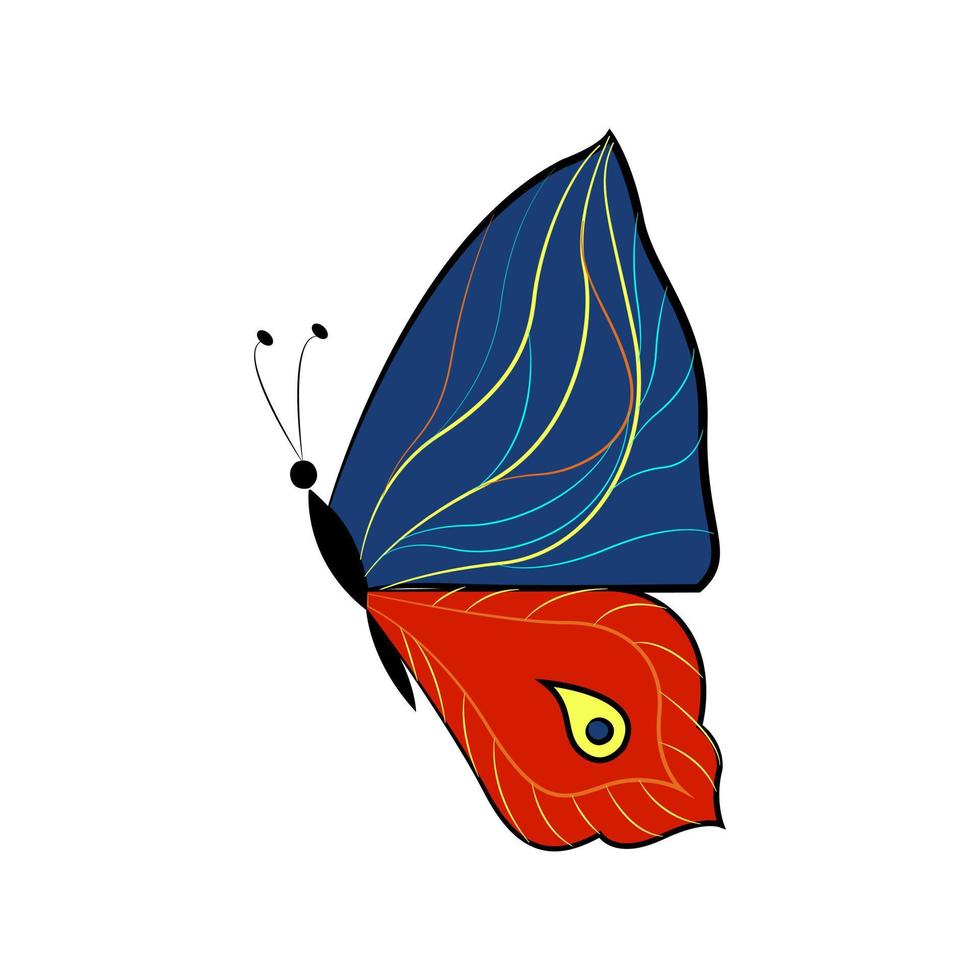 insecto alado exótico mariposa, ilustración vectorial. mariposa de colores con alas grandes vector