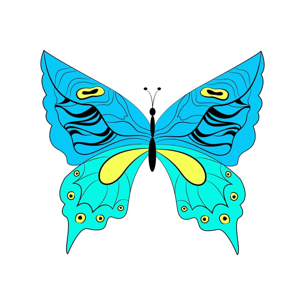 insecto alado exótico mariposa, ilustración vectorial. mariposa de colores con alas grandes vector