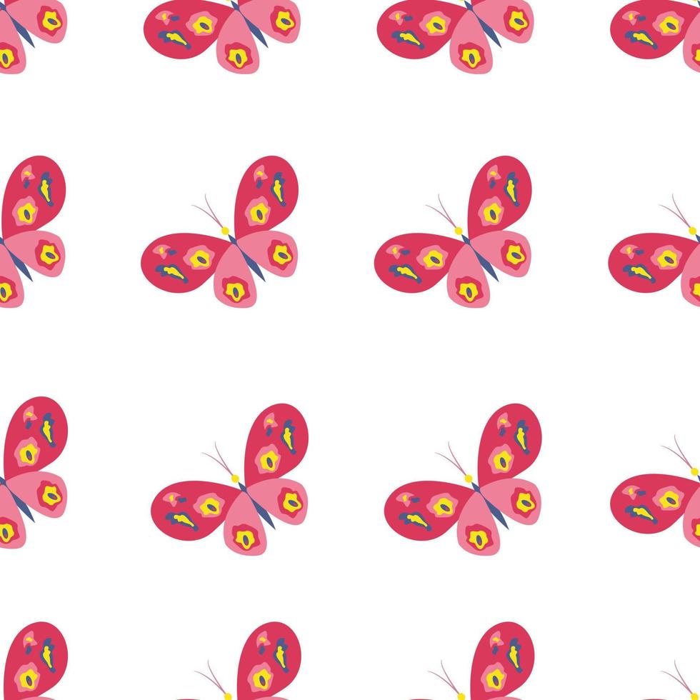 Bright butterflies seamless pattern. Insects with wings. Vector illustration