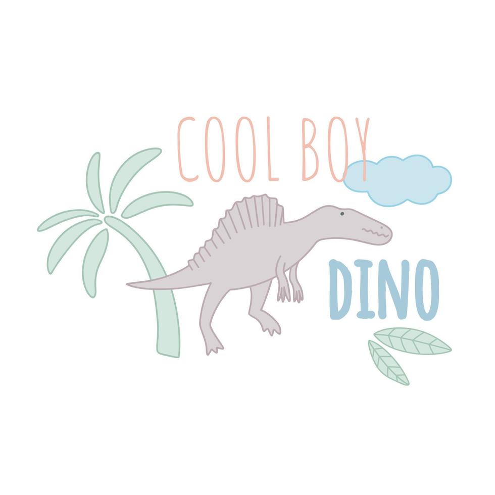 Cool boy dino baby card vector illustration