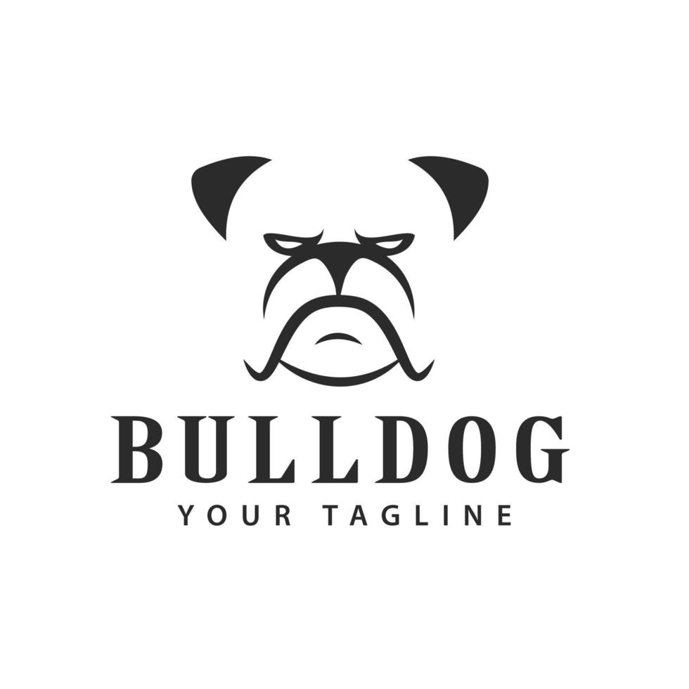 Bulldog dog head logo vector. Simple dog face design. vector