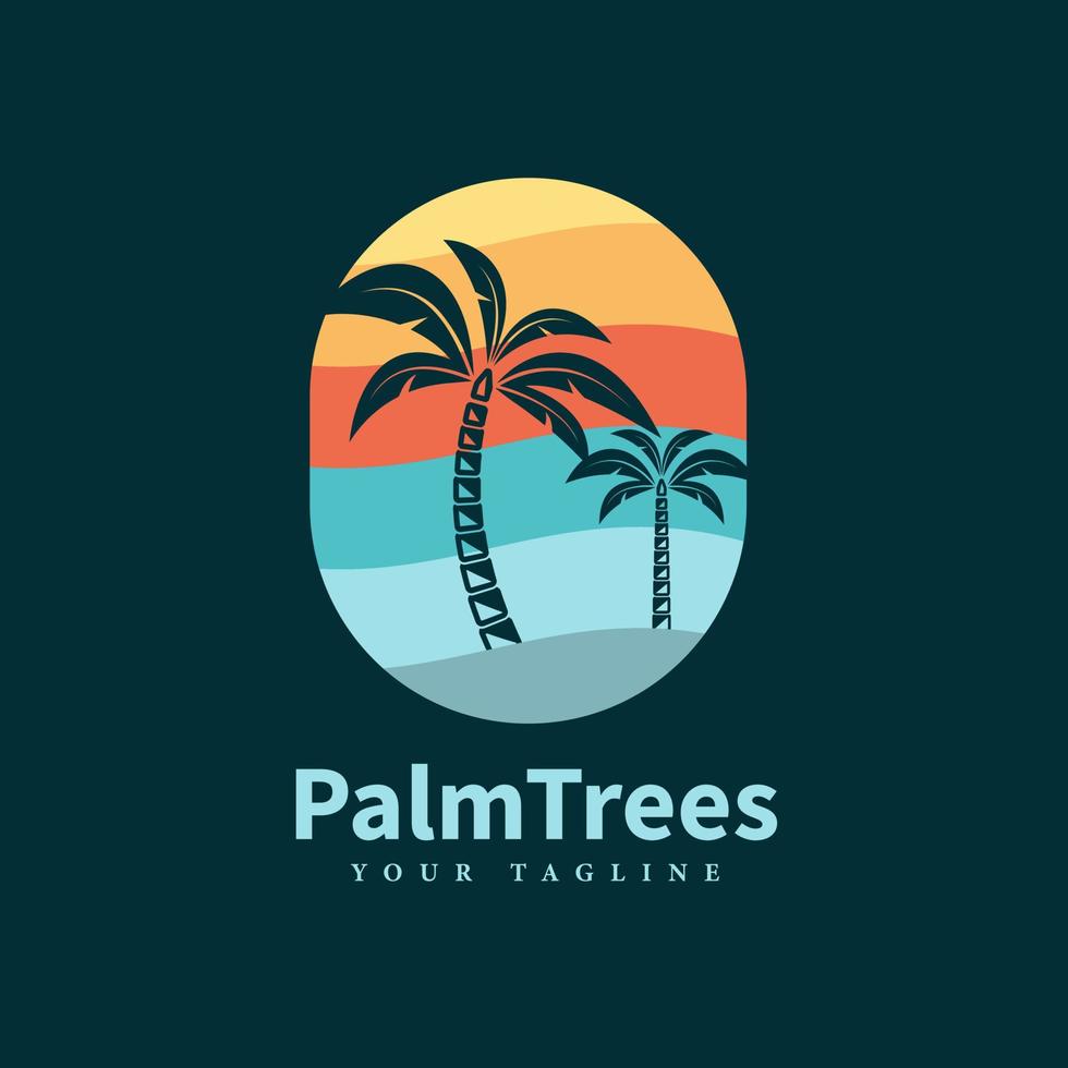 diseño de logotipo de playa vectorial diseño de logotipo de palmera retro. concepto de diseño de insignia de logotipo de playa de plantilla vector