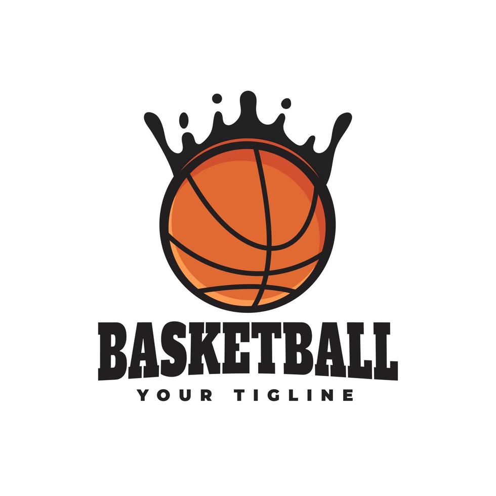 diseño de logotipo de baloncesto con salpicaduras de agua, símbolo, baloncesto americano, club de baloncesto, emblema, diseño con pelota. ilustración de vector de insignia deportiva, diseño deportivo, plantilla