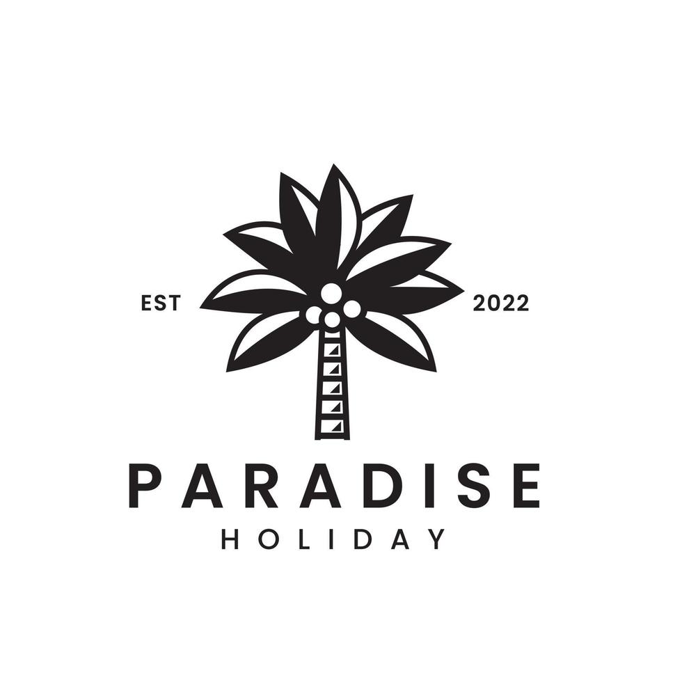 ilustración de icono de vector de logotipo de palmera fructífera. se puede utilizar para servicios de estudio de viajes, spa, tropicales y de belleza