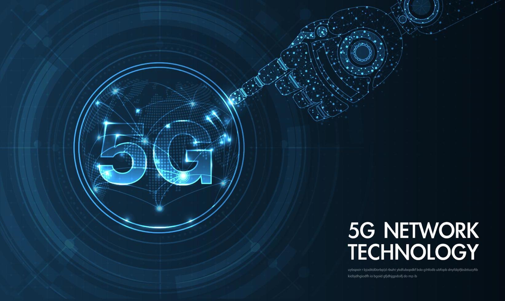 Red 5g conexión inalámbrica a internet wi-fi e internet de las cosas con moderno. Ilustración de vector de tecnología de tasa de datos de conexión de innovación de alta velocidad.