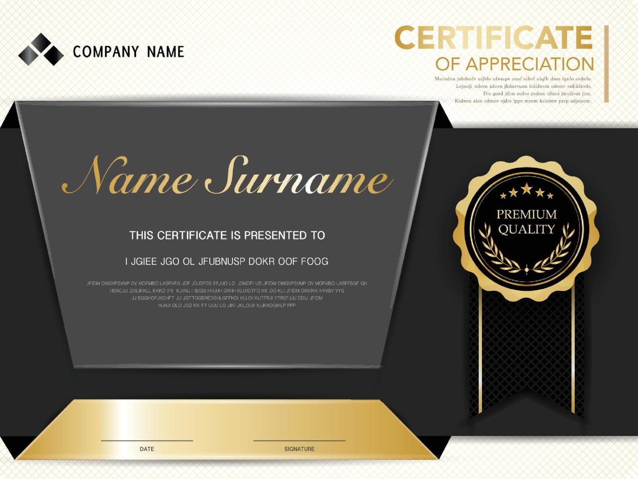 diploma certificate template black and gold color with luxury and modern style vector image