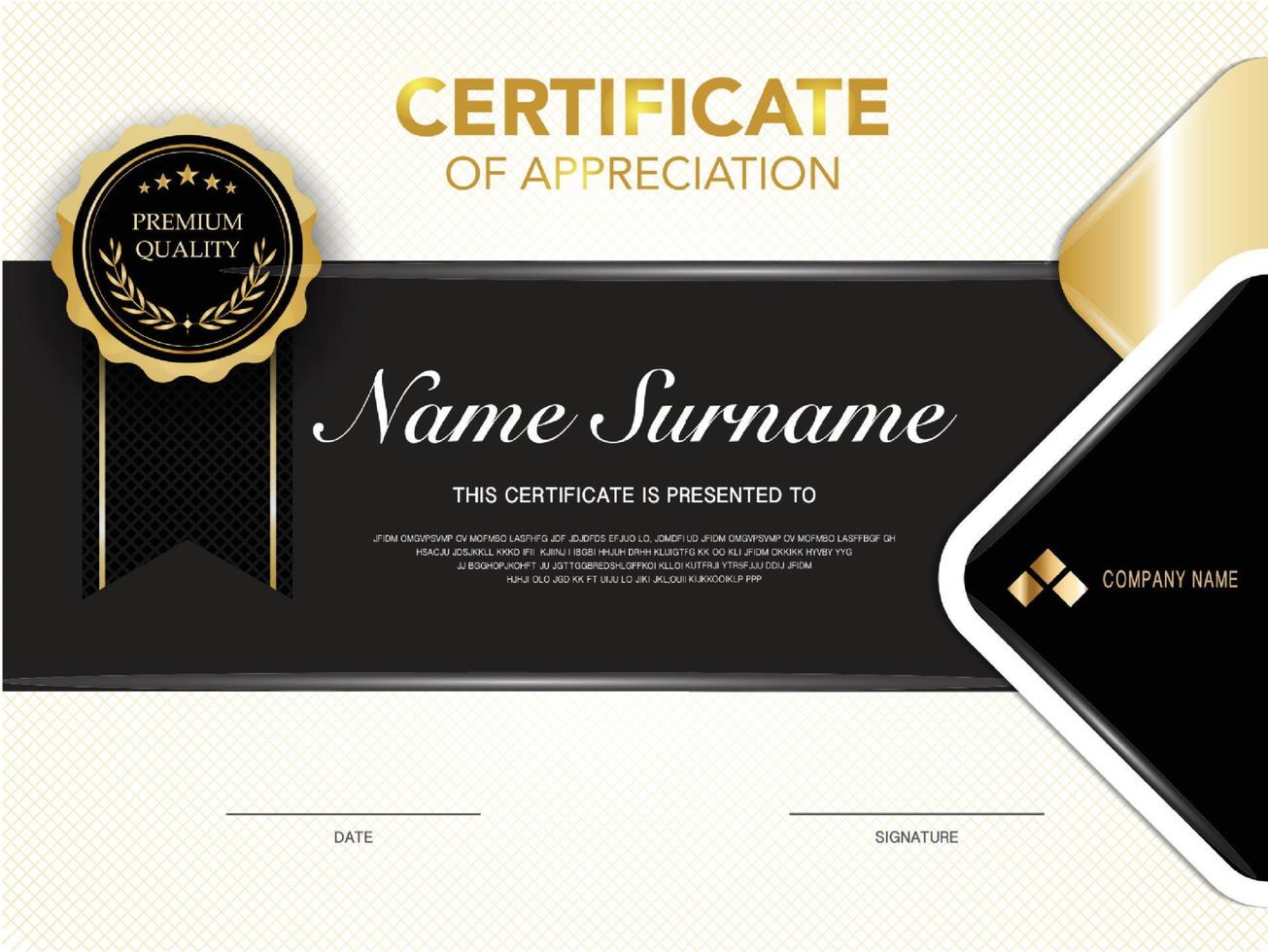 diploma certificate template black and gold color with luxury and modern style vector image