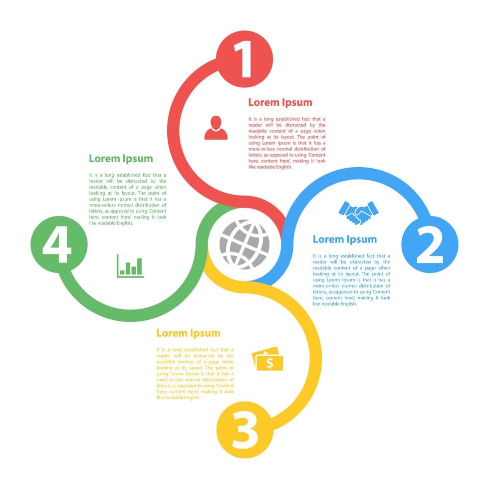 Infographic design template with business concept vector illustration with 4 steps or options or processes represent work flow or diagram