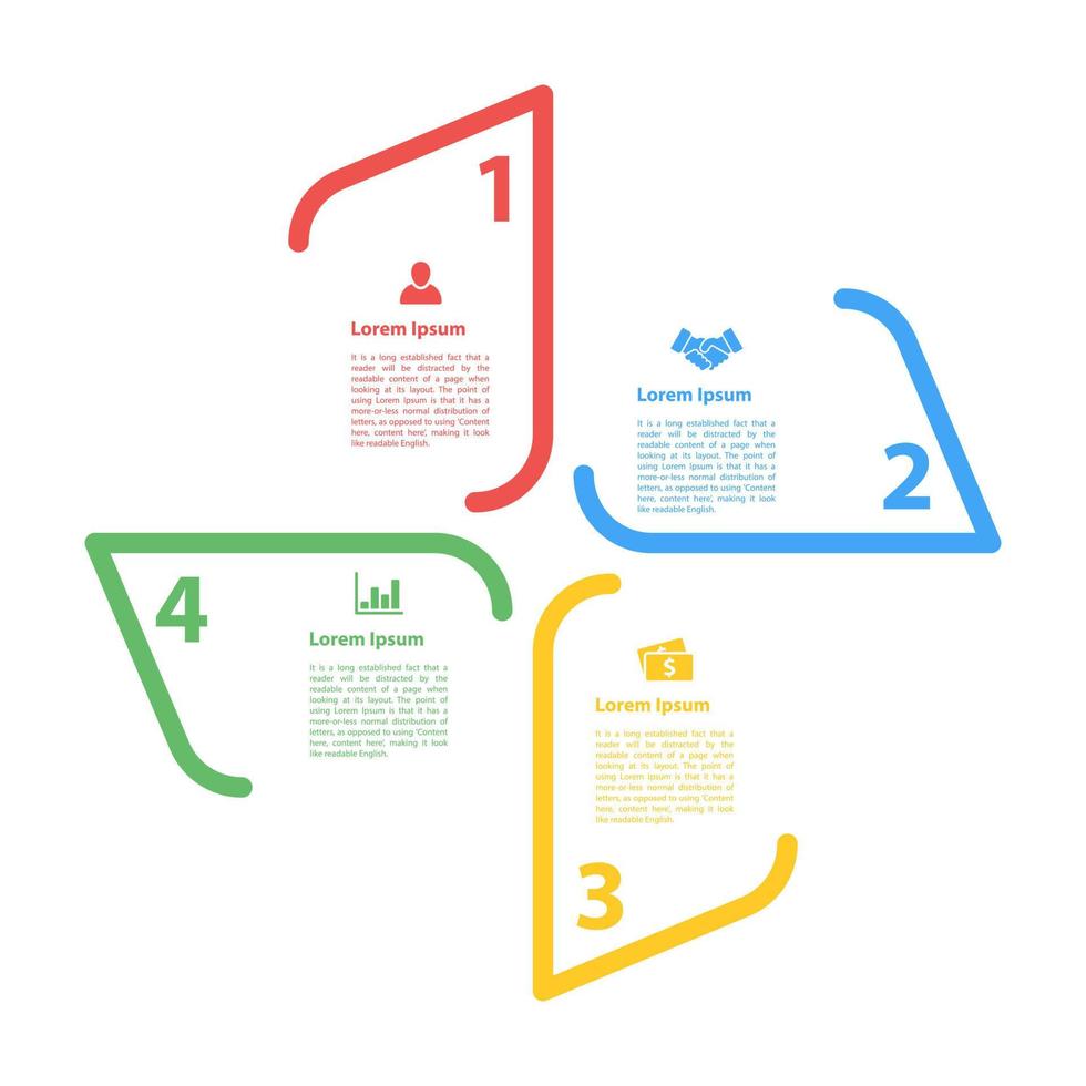 Infographic design template with business concept vector illustration with 4 steps or options or processes represent work flow or diagram