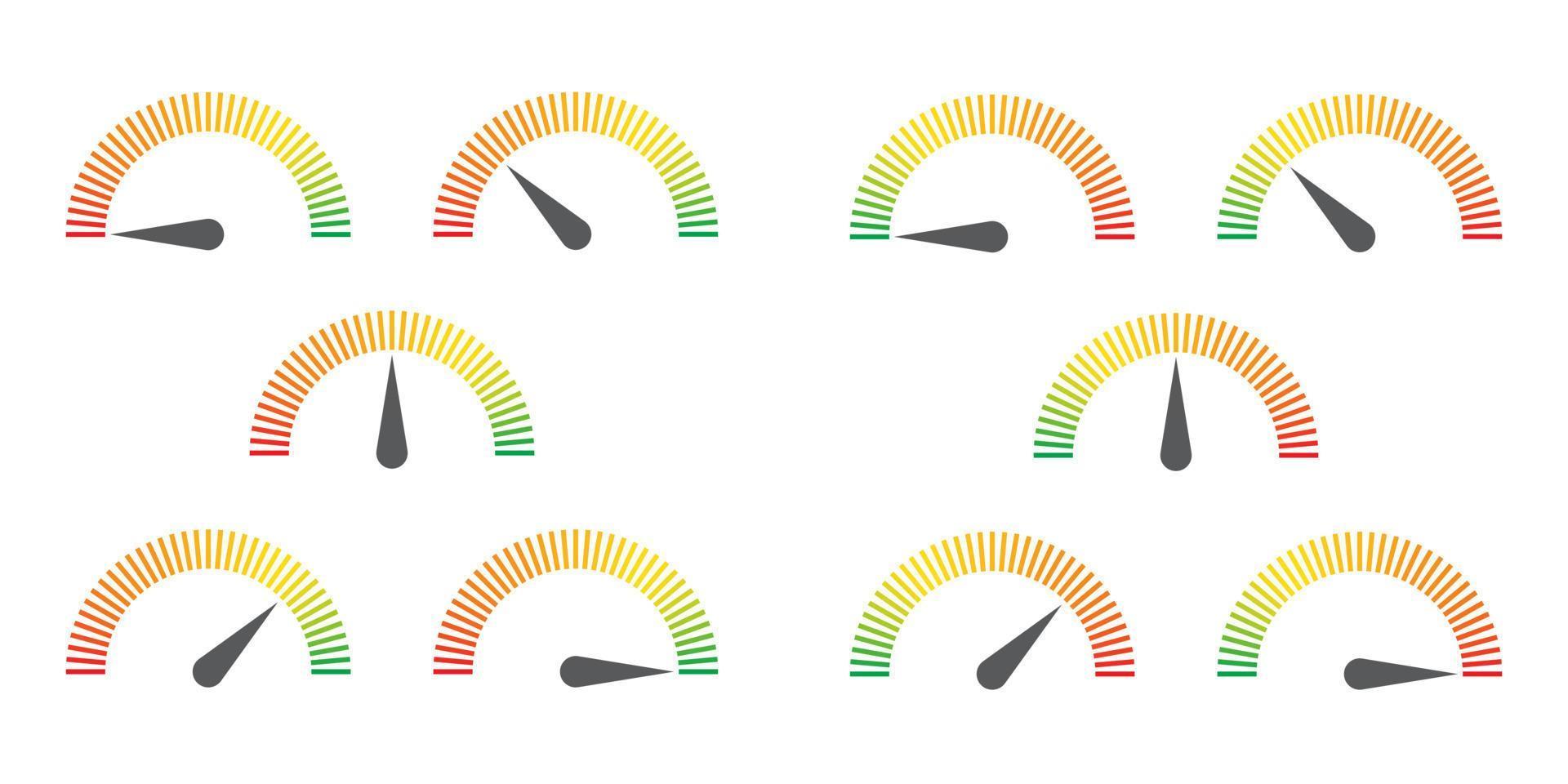 Meter sign infographic gauge element from red to green and green to red vector illustration