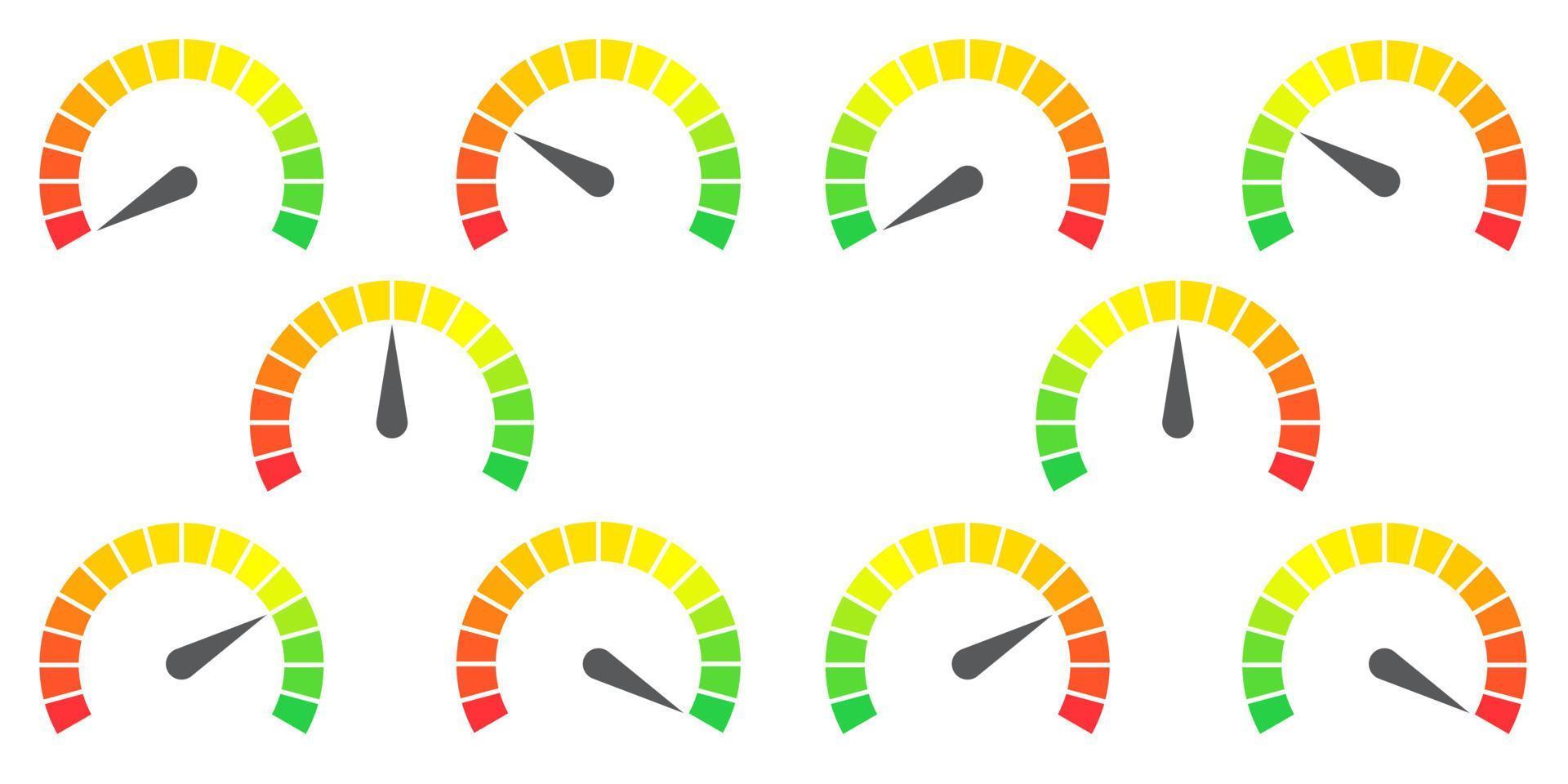 elemento de indicador de infografía de signo de medidor de rojo a verde y de verde a rojo ilustración vectorial vector