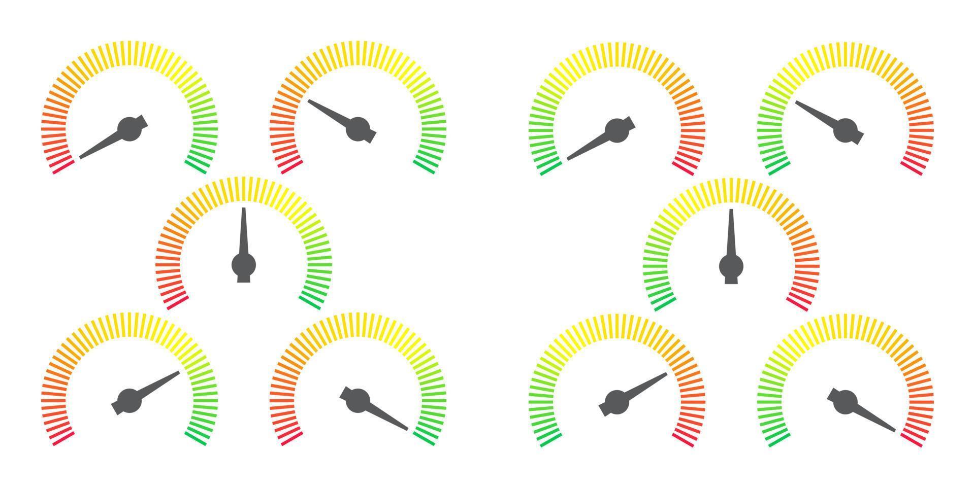 elemento de indicador de infografía de signo de medidor de rojo a verde y de verde a rojo ilustración vectorial vector