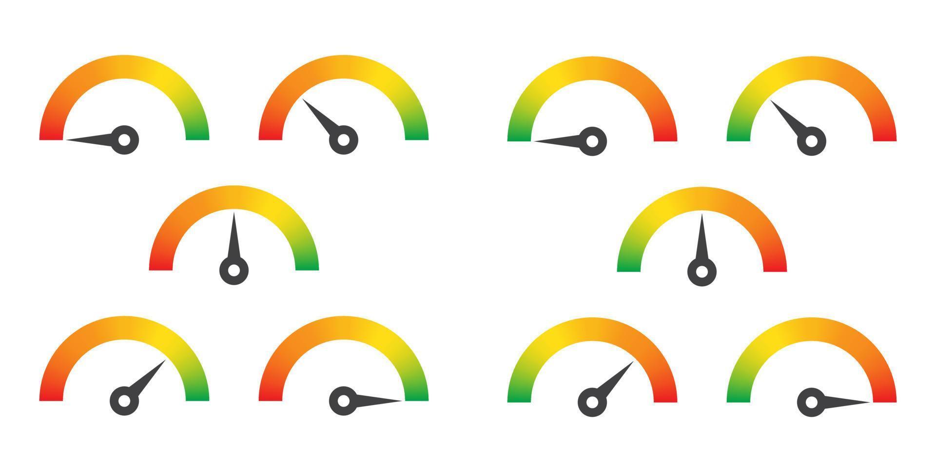 Meter sign infographic gauge element from red to green and green to red vector illustration