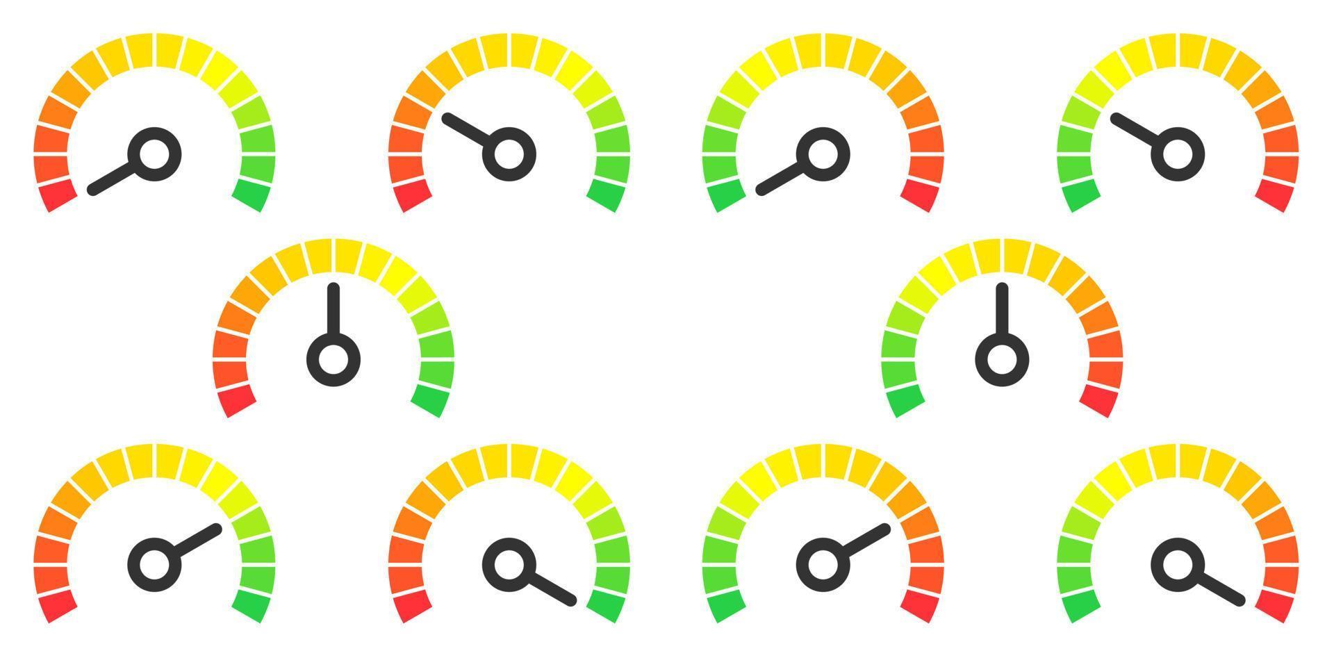 Meter sign infographic gauge element from red to green and green to red vector illustration