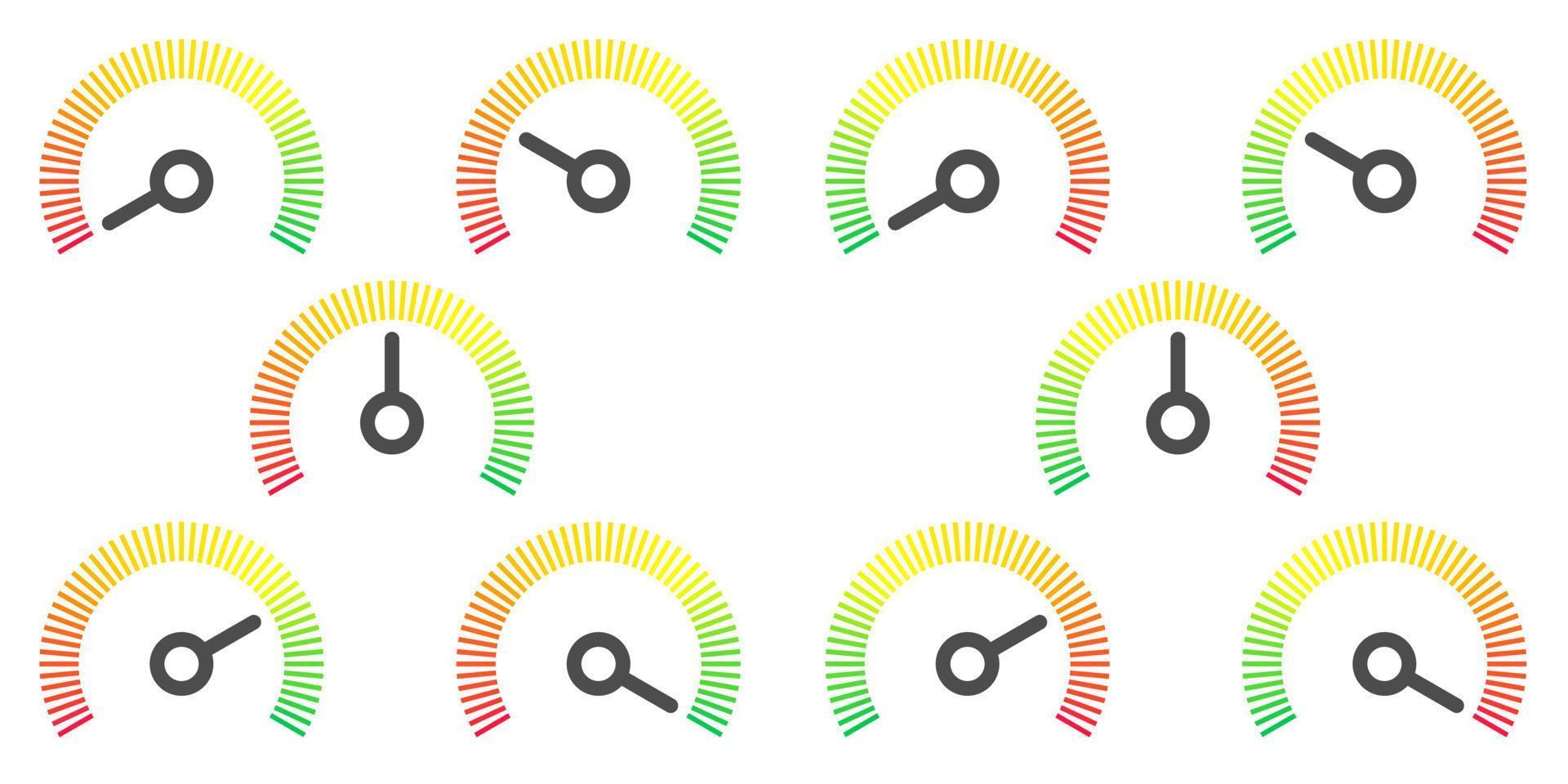 Meter sign infographic gauge element from red to green and green to red vector illustration