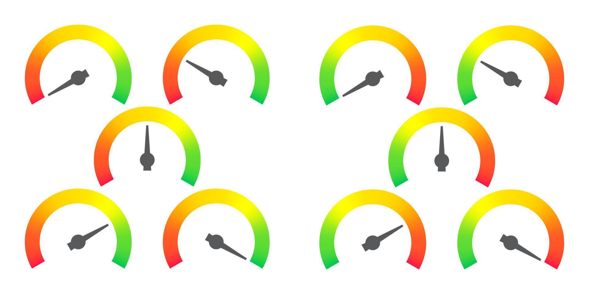 Meter sign infographic gauge element from red to green and green to red vector illustration