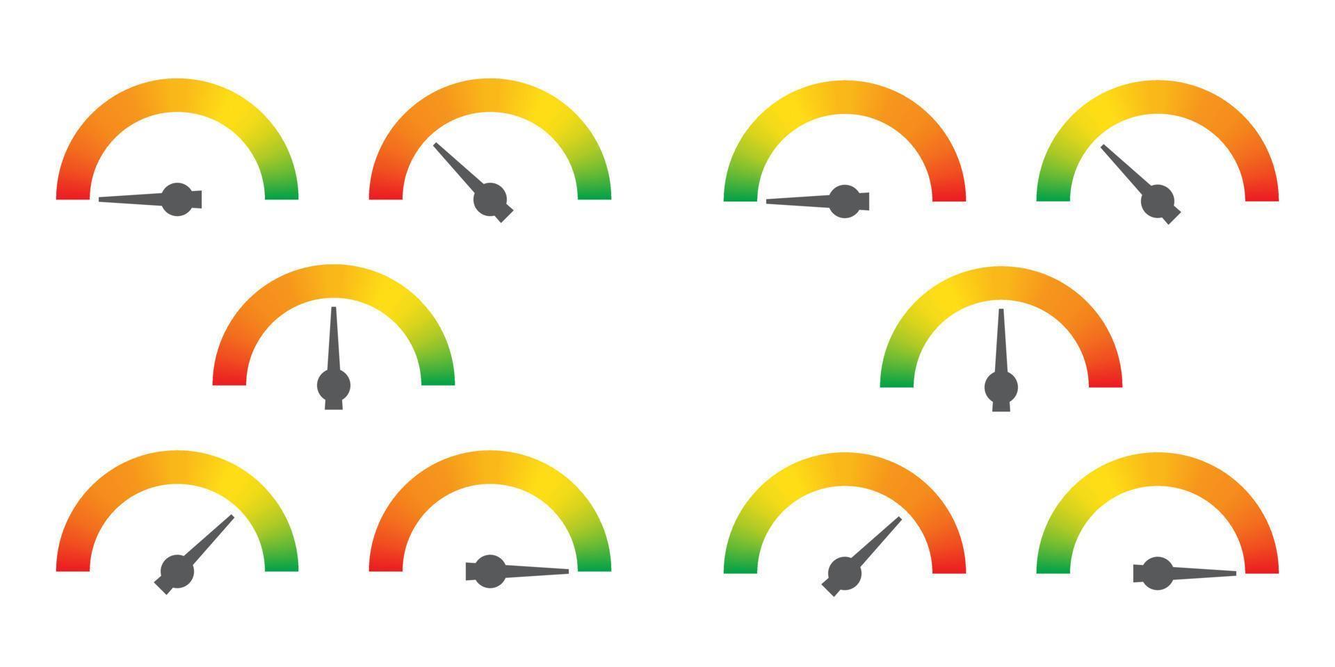Meter sign infographic gauge element from red to green and green to red vector illustration