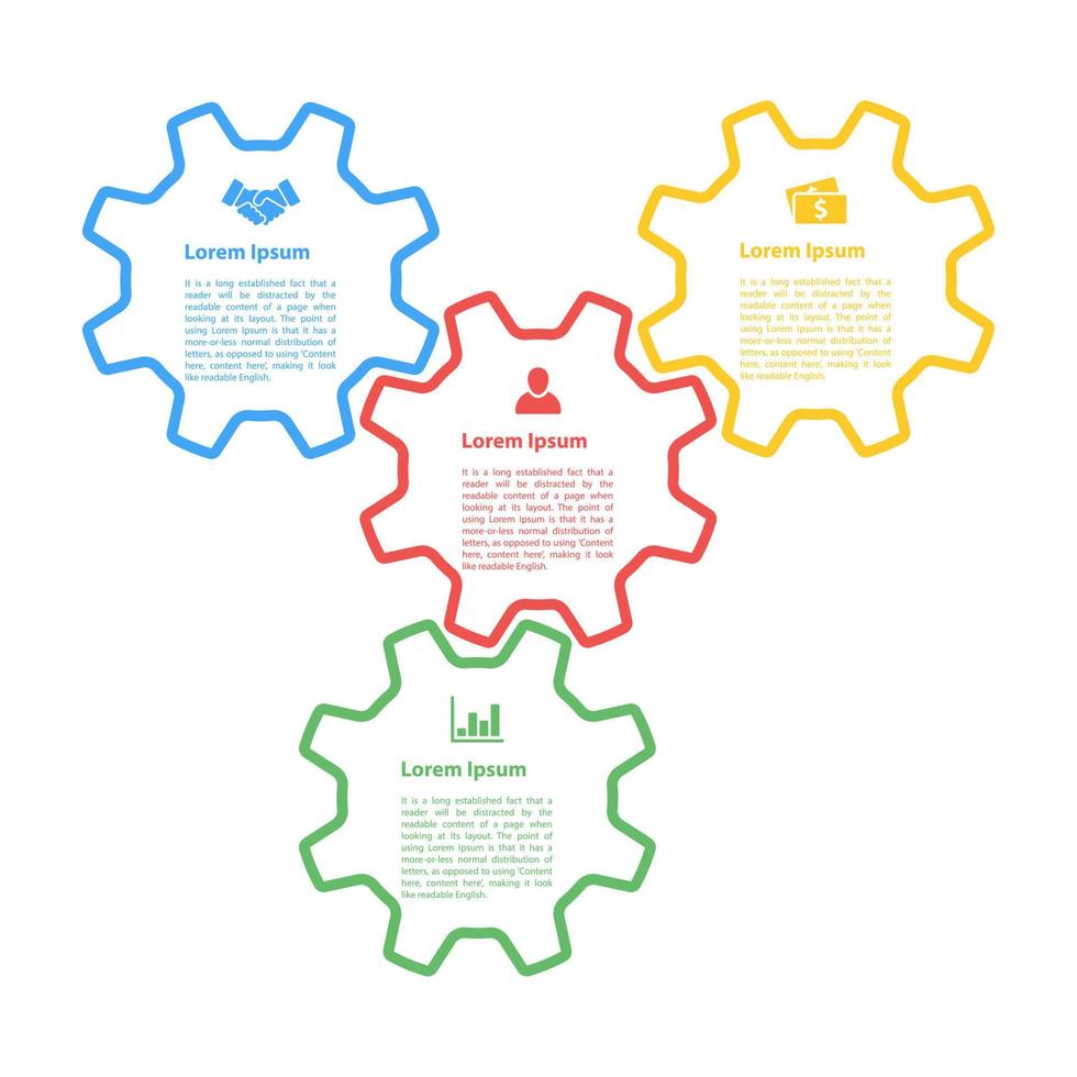 plantilla de diseño infográfico con ilustración de vector de concepto de negocio con 4 pasos u opciones o procesos representan flujo de trabajo o diagrama