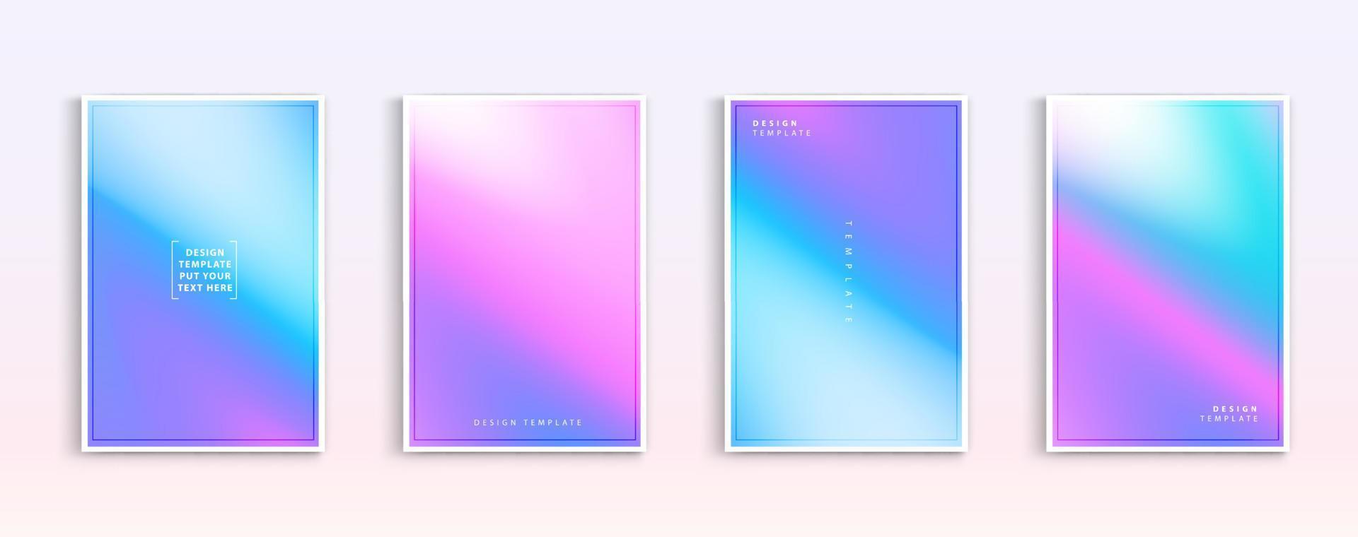 Pastel gradient backgrounds vector set. Soft tender pink, blue and purple colours abstract background for app, web design, webpages, banners, greeting cards. Vector illustration design