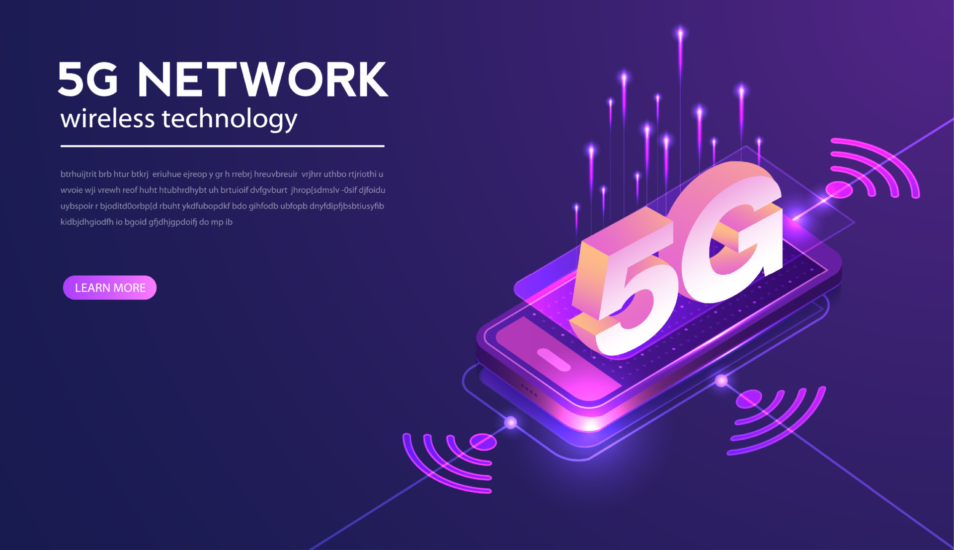 5G network wireless technology vector illustration. Highspeed mobile
