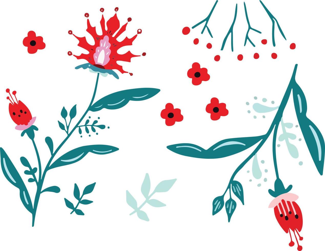 Bright beautiful summer wildflowers illustration vector