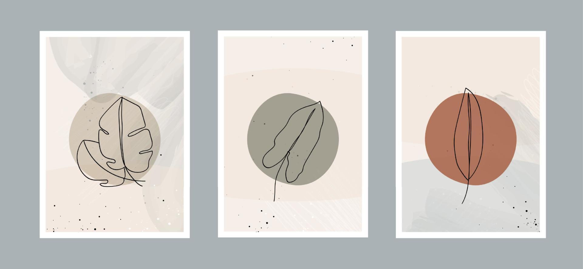 fondo de arte de línea de hojas abstractas modernas con diferentes formas para decoración de paredes, diseño de portada de postal o folleto. diseño vectorial vector