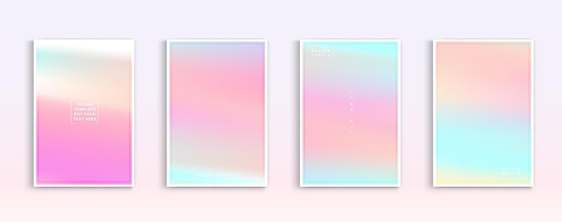 Pastel gradient backgrounds vector set. Soft tender white, orange, pink, purple and yellow colours abstract background for app, web design, webpages, banners, greeting cards. Vector illustration