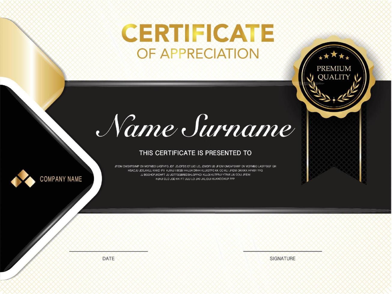 diploma certificate template black and gold color with luxury and modern style vector image