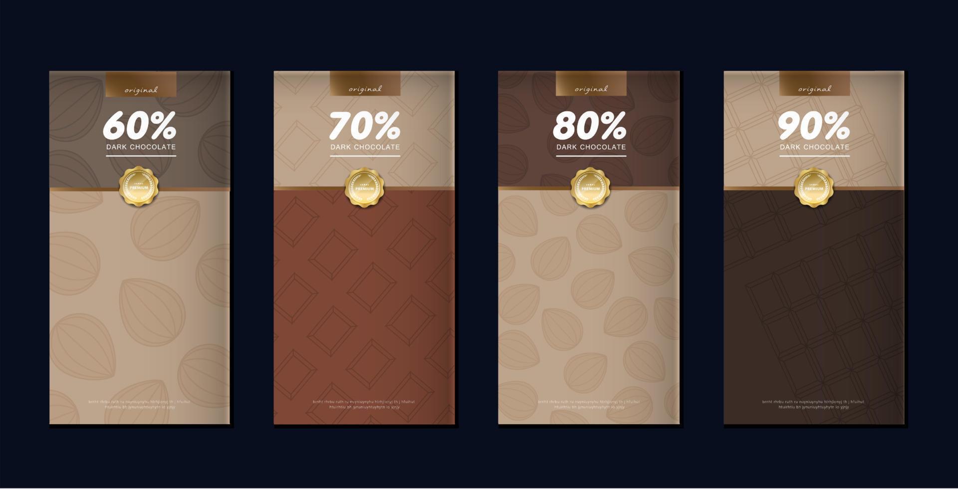 juego de empaque de barra de chocolate. plantilla de marca de producto de lujo de moda con patrón de etiqueta para embalaje. diseño vectorial vector