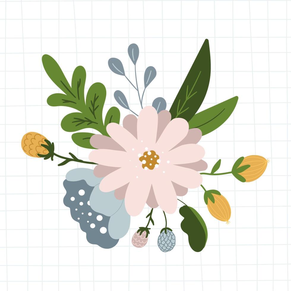 patrones sin fisuras florales. coloridas flores hechas a mano. diseño infantil plano y moderno para textiles, telas, papel de regalo. pradera, ilustración de fondo de vector de jardín.